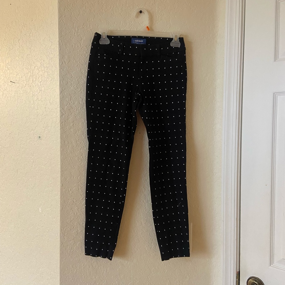 Old Navy Black Pants with White Diamond Prints